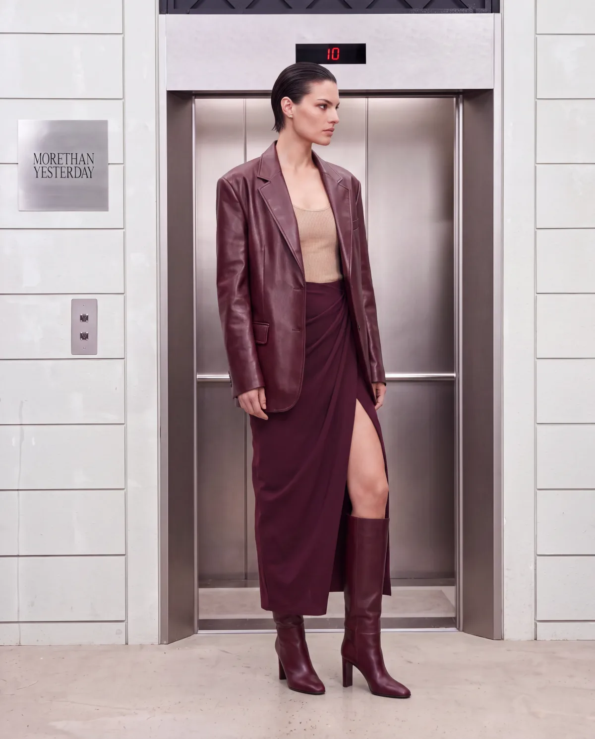 Burgundy design developed into an on-model image