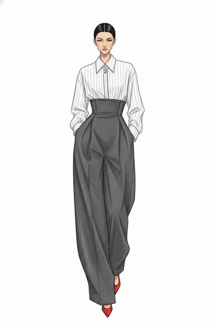 Monochrome fashion sketch